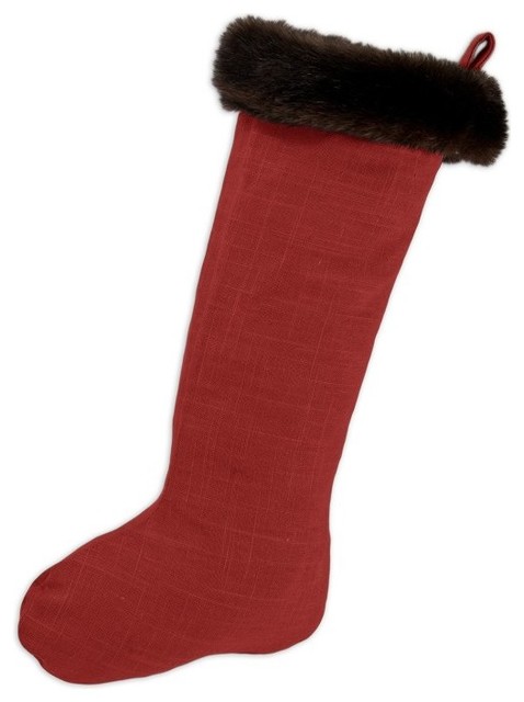 Chooty and Co. Circa Solid Lava with Taline Fur Cuff Christmas Stocking Multicol