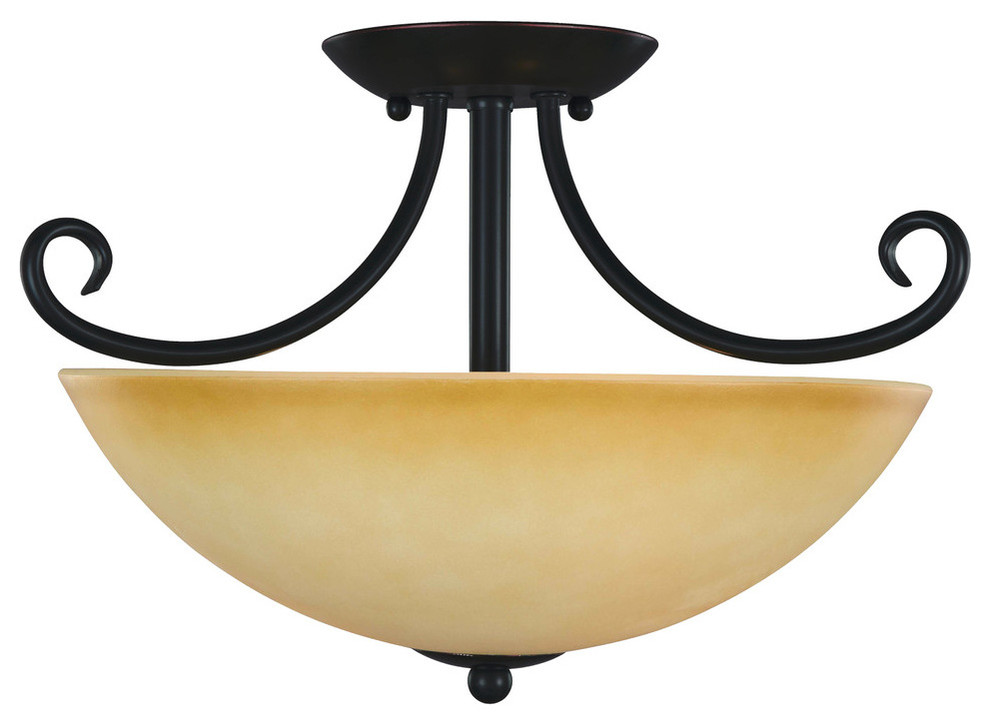 Hardware House Essex Semi Flush Light, Classic Bronze Mediterranean