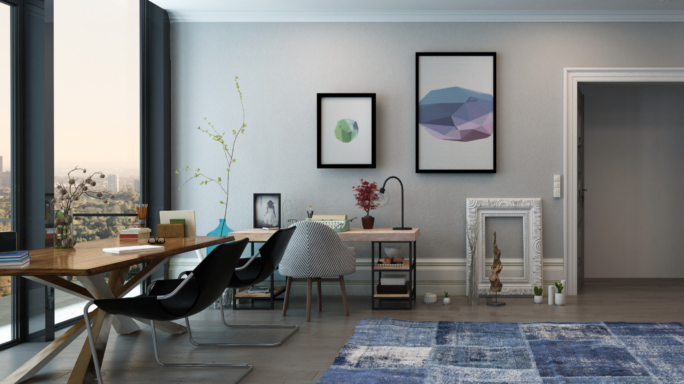 Eclectic Modern Home Office Design in Hampshire