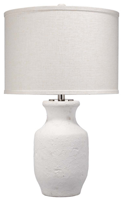 Rustic Modern Textured White Table Lamp 27 in Cement Minimalist Coastal