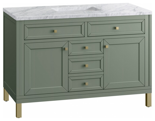 48 Inch Modern Farmhouse Green Single Sink Bathroom Vanity Marble ...