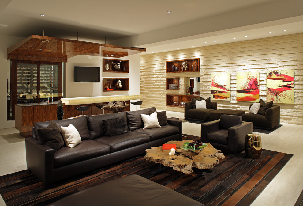Design ideas for a contemporary home theatre in Los Angeles.