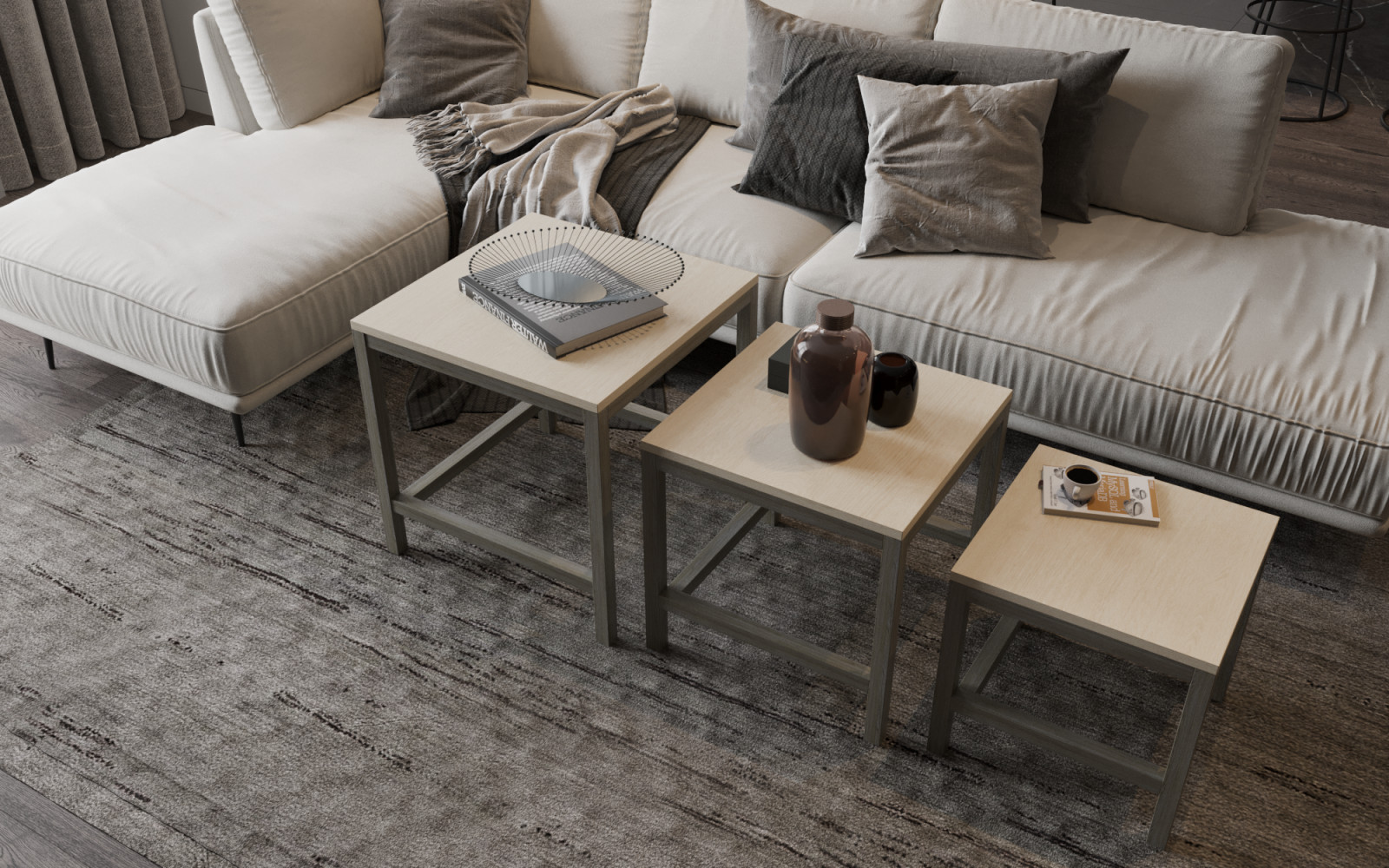 Журнальный столик "КАСКАД" 3в1 / цвет светлый