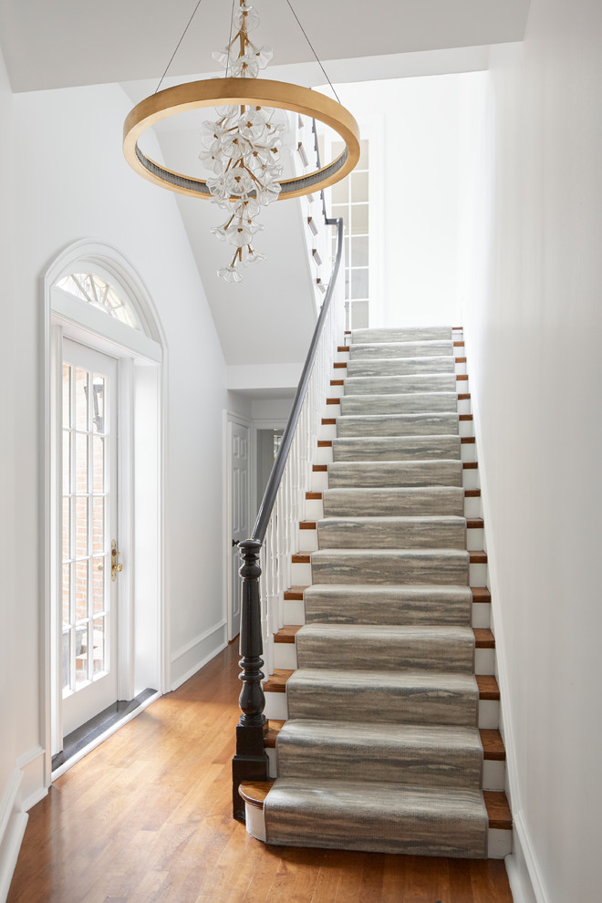 Design ideas for a transitional staircase in Philadelphia.