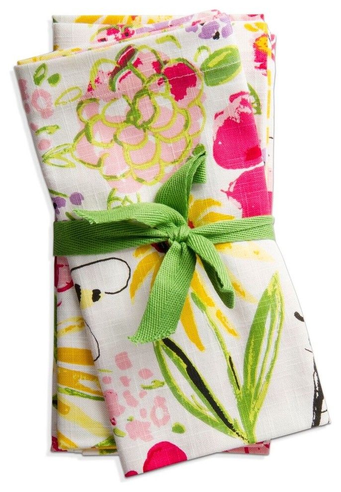 Fresh Flowers Garden Napkins, Set of 4 Contemporary Napkins by