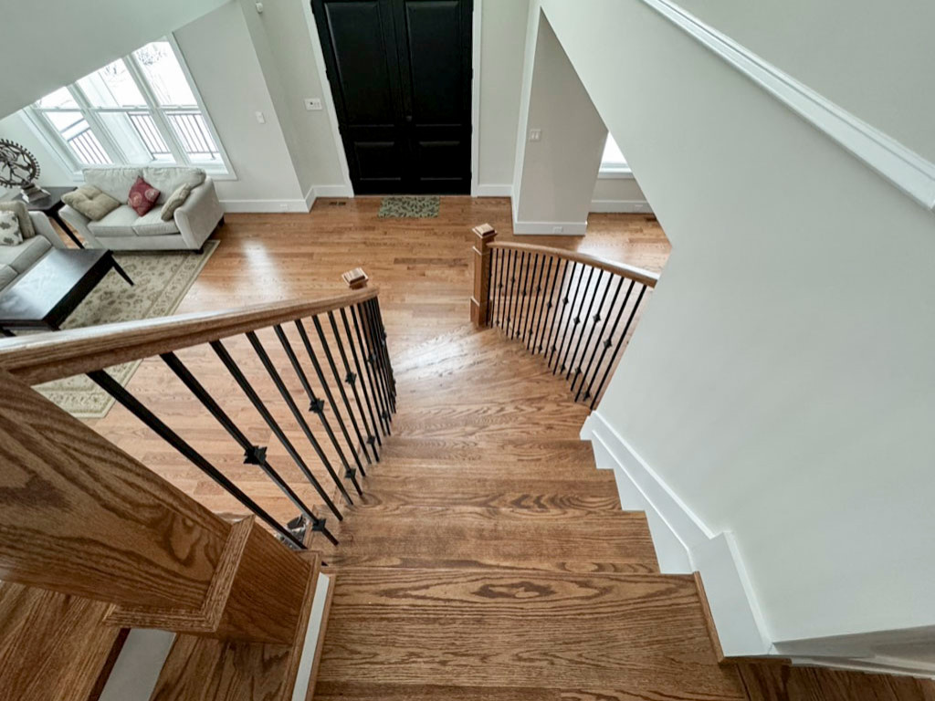 117_Distinct Oak Staircase with Iron Balusters & Oak Rail Profile, Chantilly VA