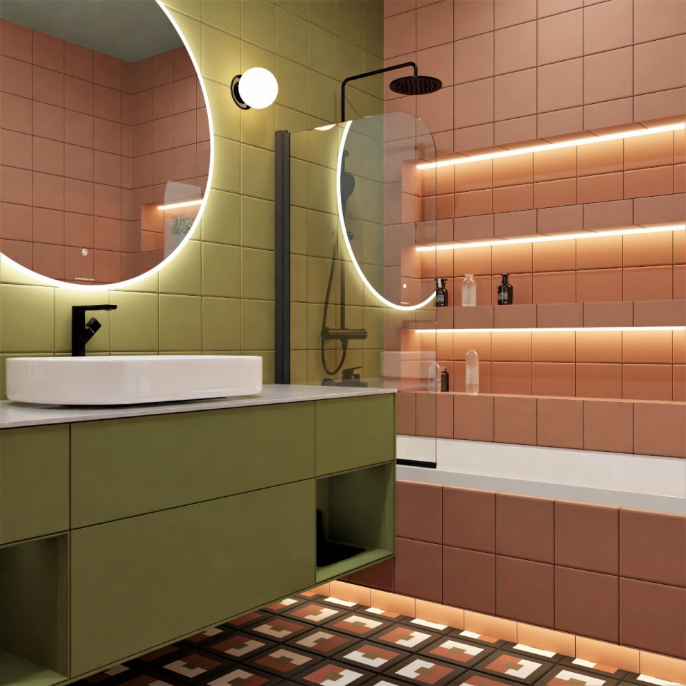 Ванная комната в стилистике школы Баухаус.