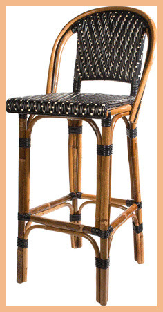 French Bistro Barstool with Back - Black/Cream