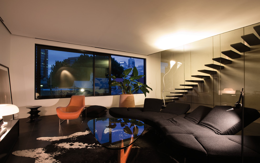Design ideas for a contemporary living room in Sydney.