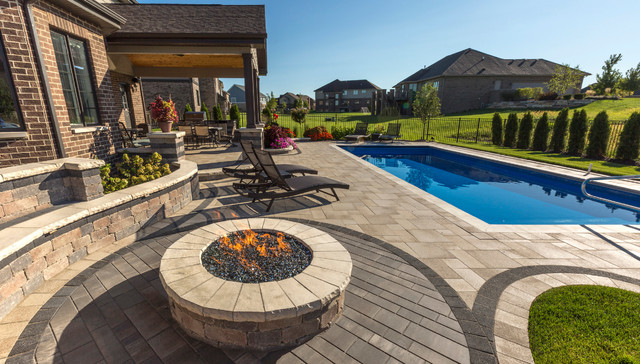 Unilock Ledgestone contemporary-swimming-pool