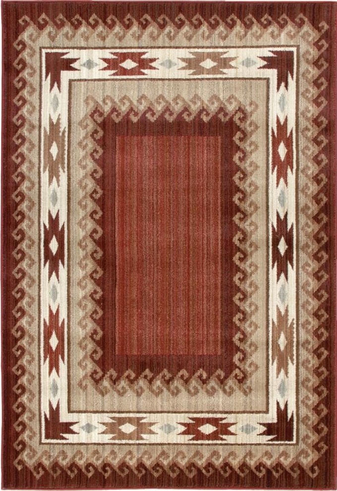 Orian Anthology 1426 Brown Red 3'11"x5'5" Area Rug