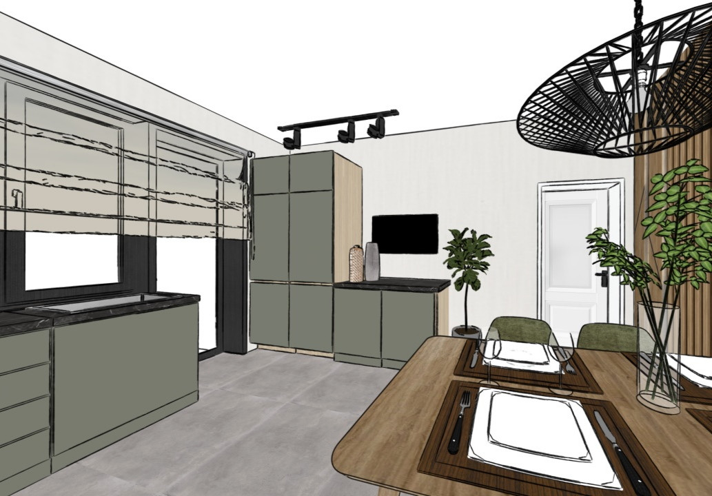 Интерьерные скетчи небольшого частного дома