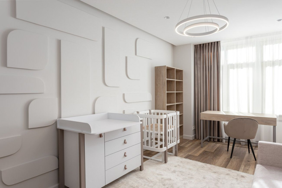 Дизайн детской в светлых тонах квартиры в квартире в Москве