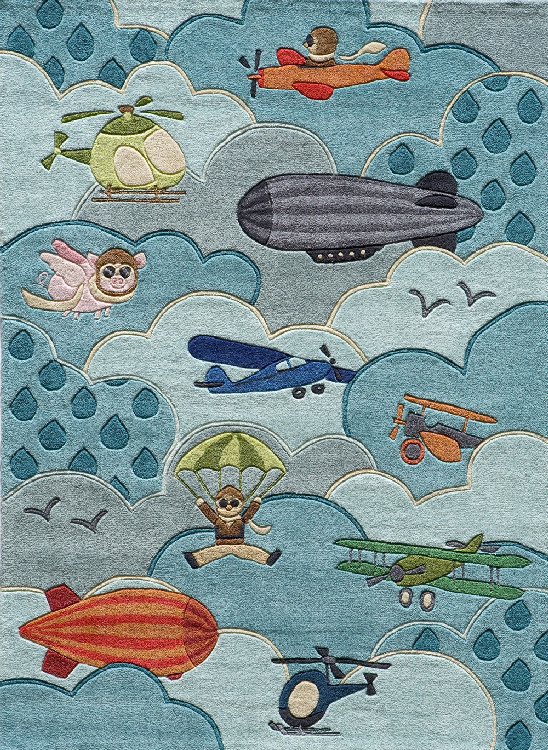 Momeni Lil Mo Whimsy Lmj10 Sky Area Rug, 5'x5' Round