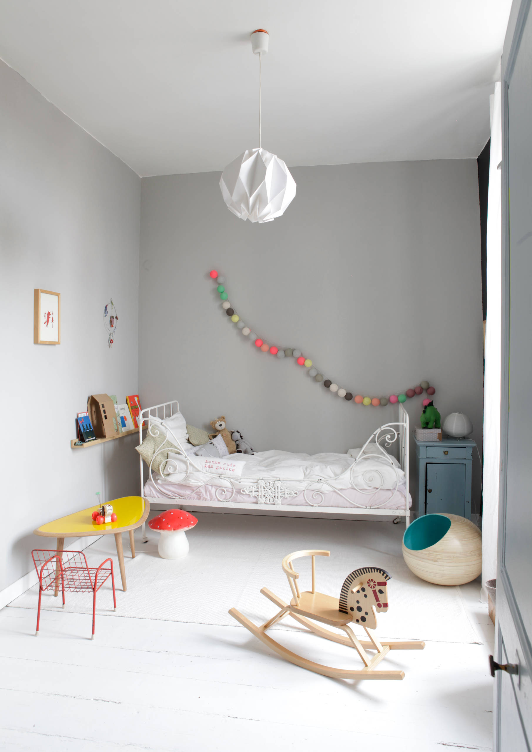 Guirlande Fanions Ciel De Lit Mousseline Pour Maison - Kit Décoration Chambre Enfant - 2 Ciels - Gris Clair Guirlande Fanions Lit