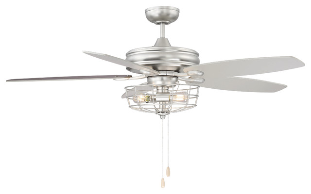 Ceiling Fan With Light Brushed Nickel, Ceiling Fan In Wire Cage
