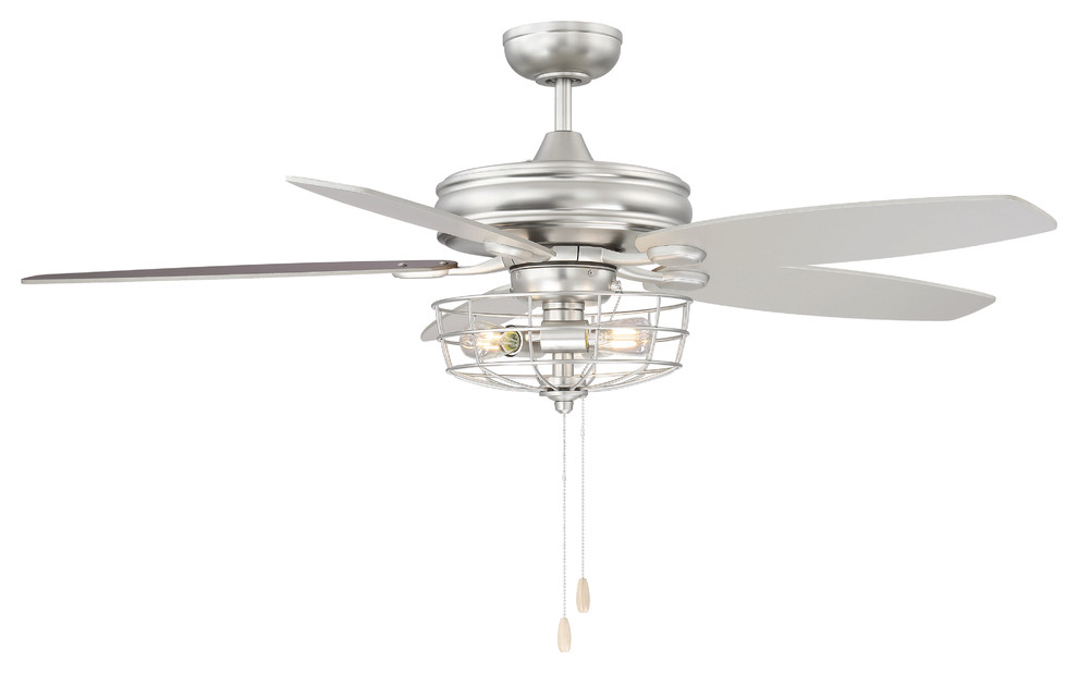 Ceiling Fan With Light, Brushed Nickel, 52"