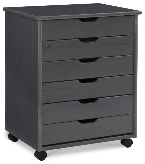 Cary 6-Drawer Wide Roll Cart, Gray