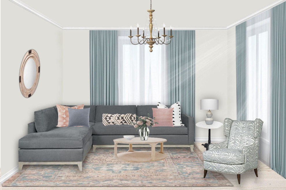 Коллаж гостиной в пастельных тонах