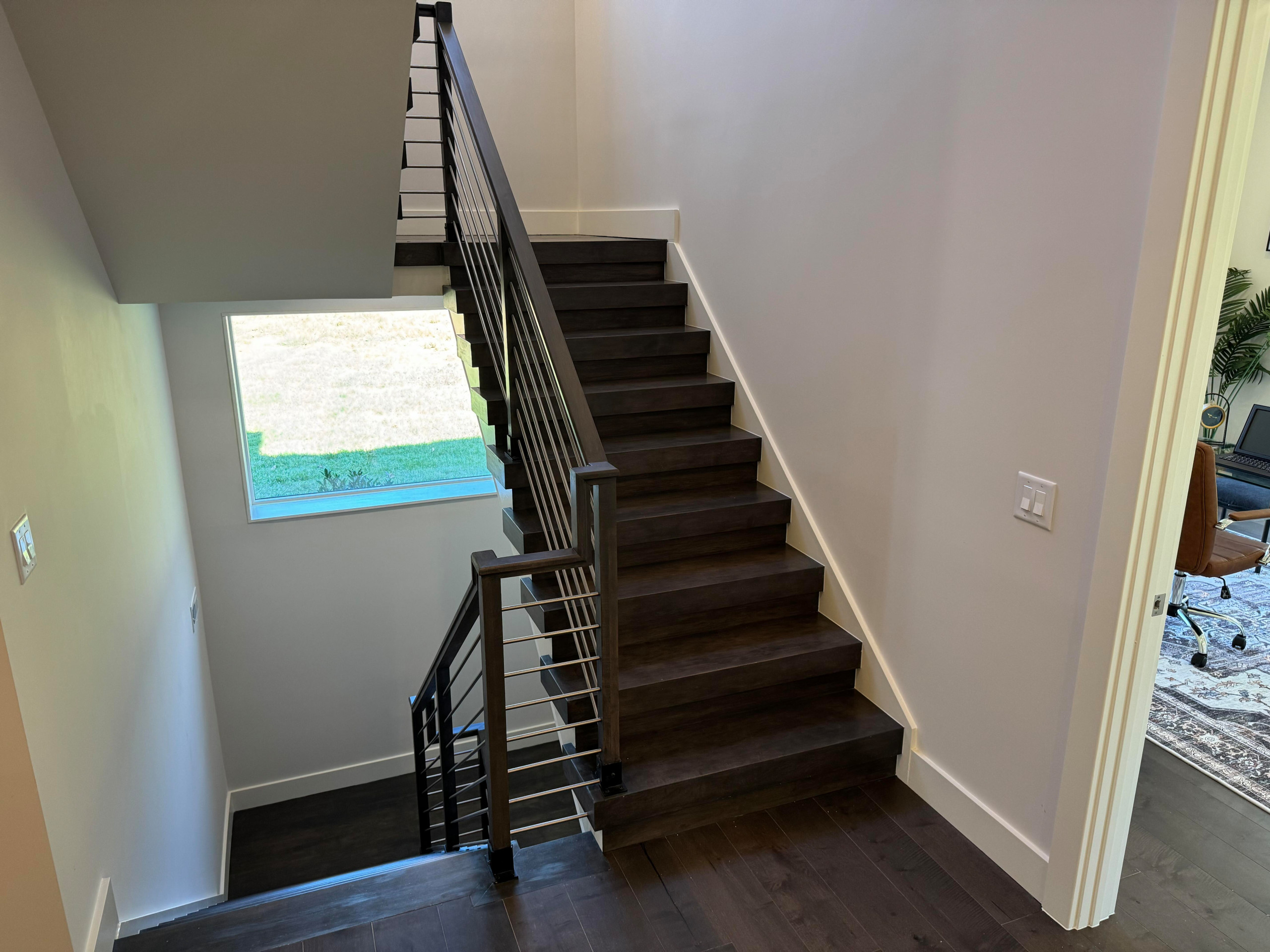 137_Transitional Maple Staircase with Stainless Steel Rail, Clifton, VA 2014