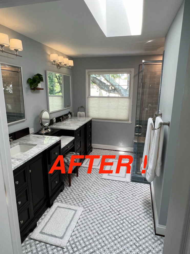 AFTER: A beautiful new master bath with large luxury shower.