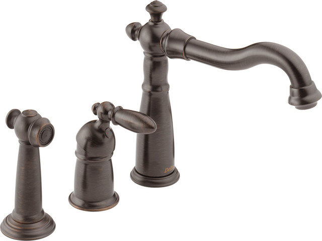 Delta Victorian Single Handle Kitchen Faucet With Spray - Traditional