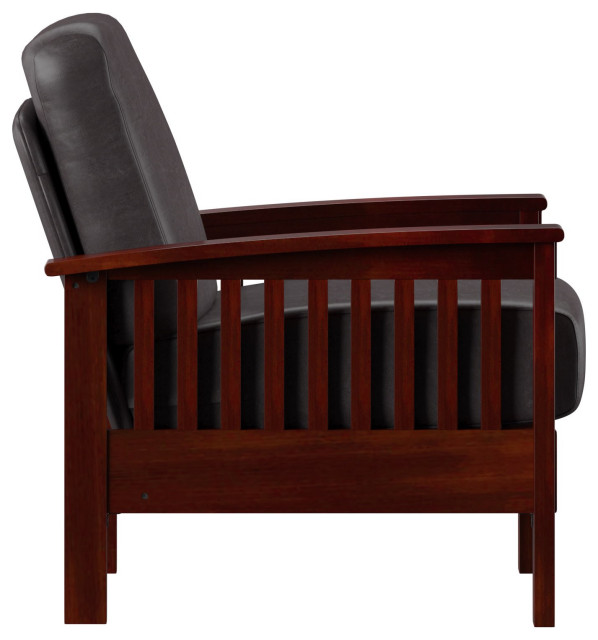 Mission Style Accent Chair with Steam Bent Arms and Cushioned Seat