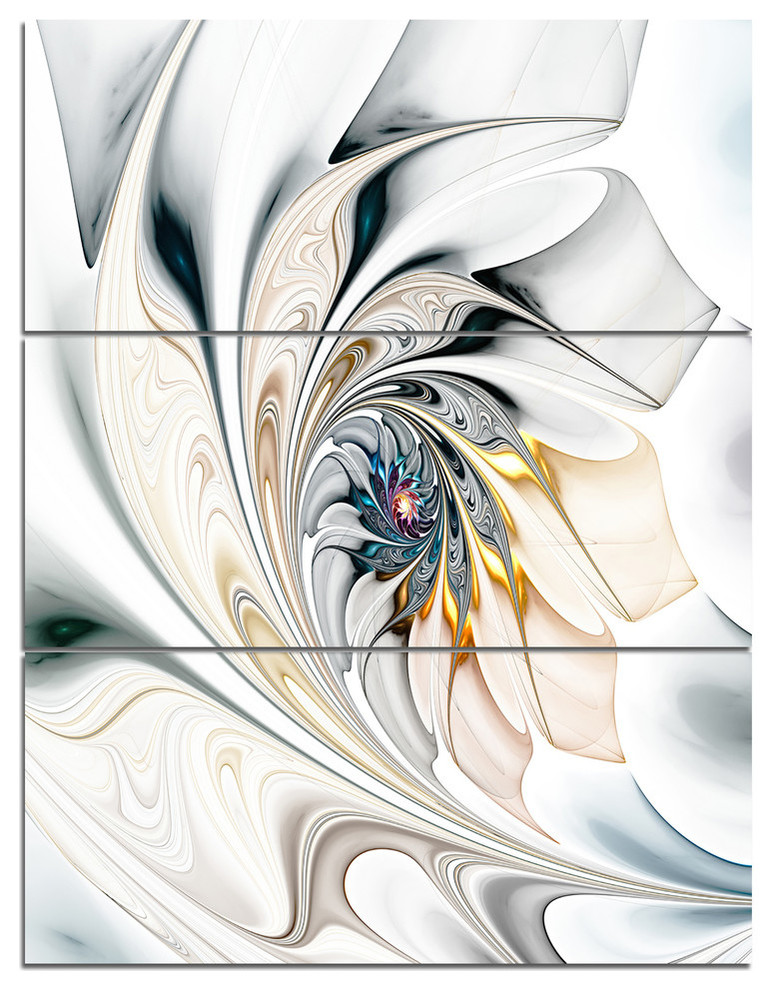 "White Stained Glass Floral Art" Metal Wall Art, 3 Panels, 28"x36", 28