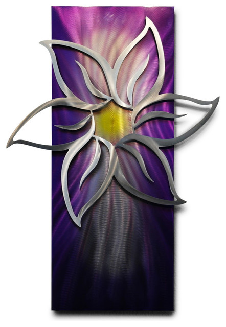 Metal Wall Art Decor Abstract Contemporary Modern Sculpture Purple Metal Wall Art Decor Abstract Contemporary Modern Sculpture Purple Lotus