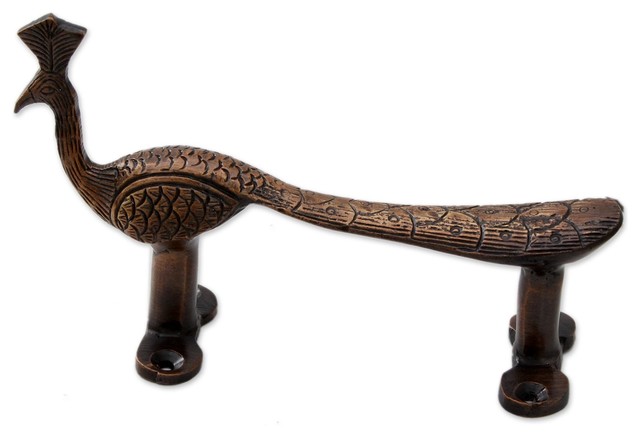 Novica Peacock Passage Brass Door Handle Traditional Cabinet