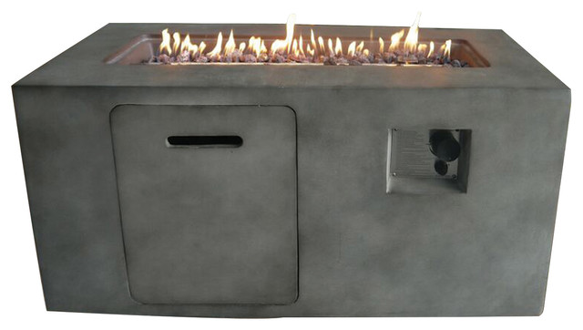 Suzano Gray Cement Rectangular Gas Fire Pit Industrial Fire Pits By Crawford Burke