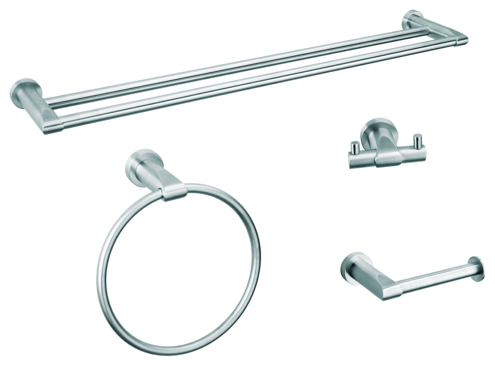 Moderna 4Piece Stainless Steel Bathroom Hardware Set Contemporary Bathroom Accessory Sets