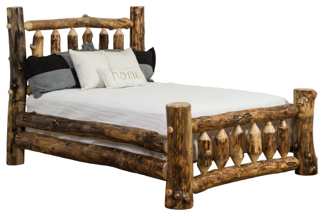 Rustic Aspen Log Mission Bed, Queen