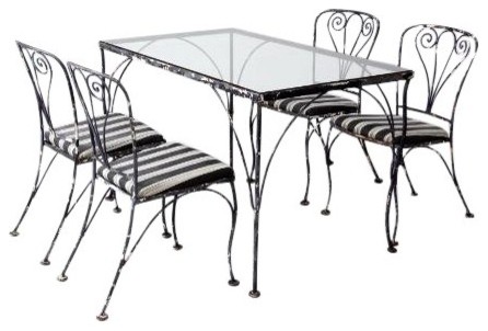 Consigned Antique Wrought Iron Patio Table Set