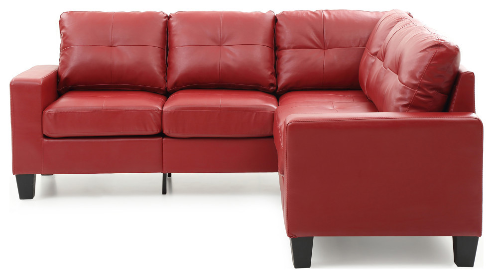 Newbury 82" W 2 Piece Faux Leather L Shape Sectional Sofa