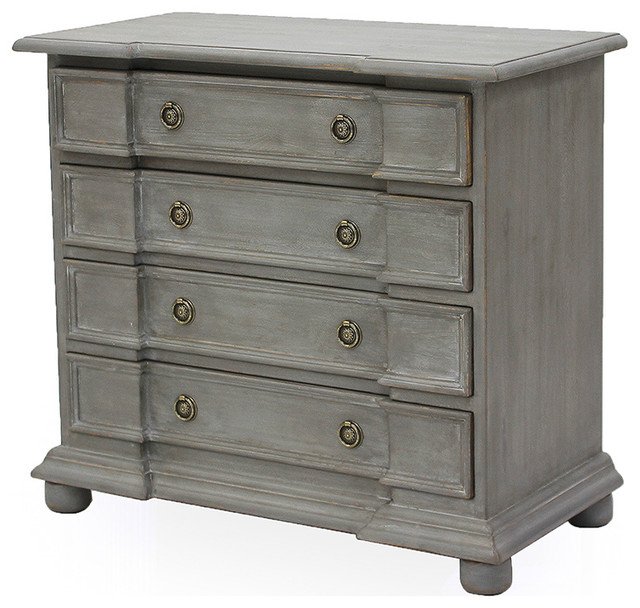 Violette French Provincial Distressed Reclaimed Pine 4 Drawer