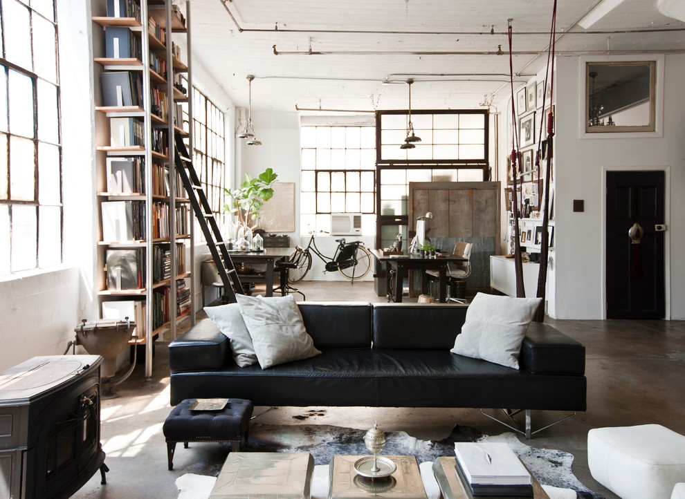 Photo of an industrial living room in New York.
