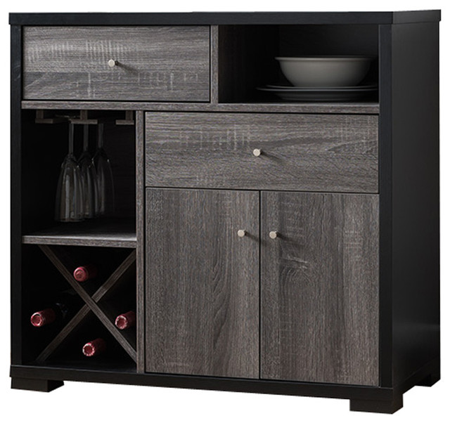 DualTone Wooden Wine Black & Distressed Gray Transitional