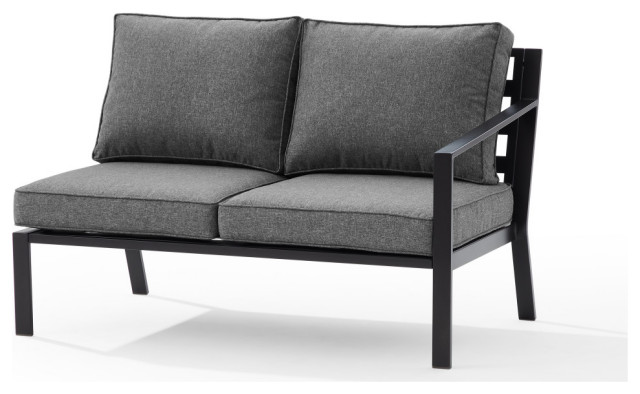 Clark Outdoor Metal Sectional Right Side Loveseat Charcoal/Matte Black