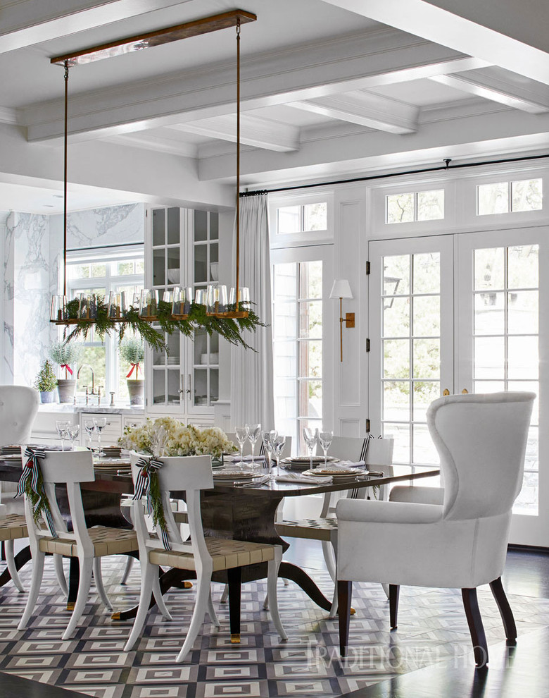 Inspiration for a transitional dining room in Chicago.