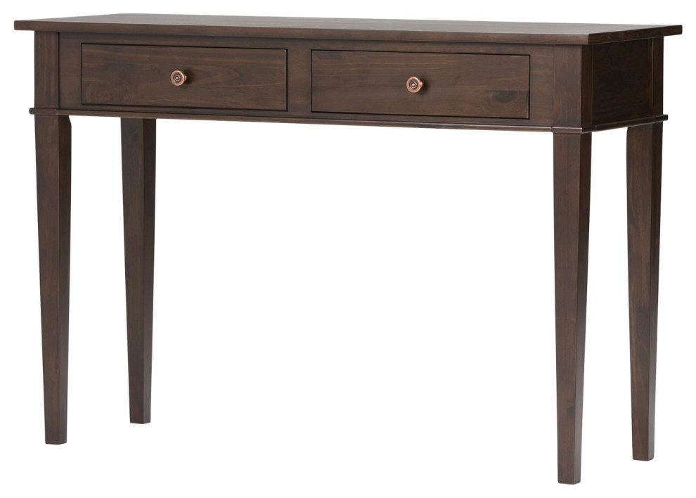 Contemporary Console Table, Drawers With Unique Round Knobs, Dark