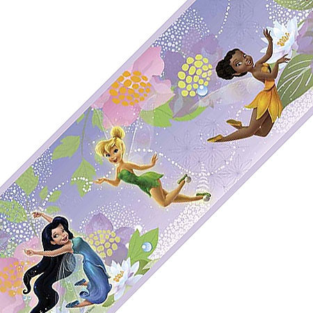 Disney Fairies Purple Set of 4 Self-Stick Wall Border Rolls