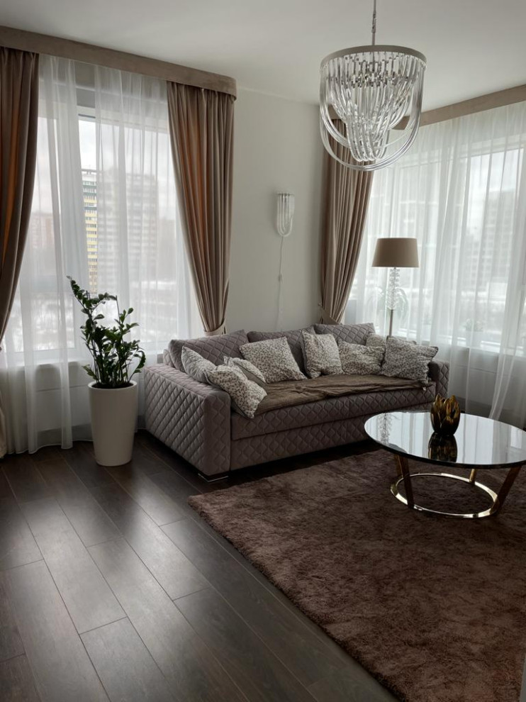 Фото готового интерьера кухни-гостиной ЖК Ботанический сад г. Москва