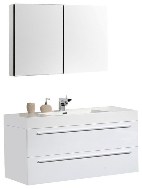 Aquamoon Maya Modern Bathroom Vanity Set Contemporary Aquamoon Maya Modern Bathroom Vanity Set White 47