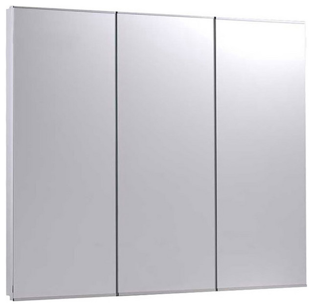Tri-View Series Medicine Cabinet, 30"x30", Bright Annealed Stainless Steel Trim