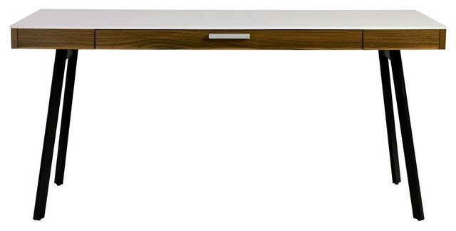 63 White Walnut Modern Desk Drawer Transitional Desks And