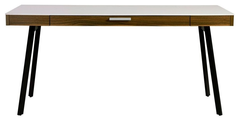 63 White Walnut Modern Desk Drawer Transitional Desks And