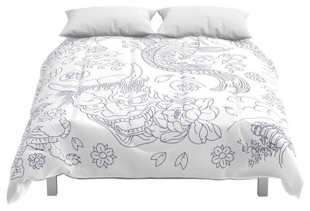 Society6 Japanese Tattoo Comforter Contemporary Comforters And