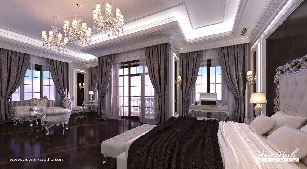 Luxury neoclassical bedroom interior. Bedroom in the H Residence