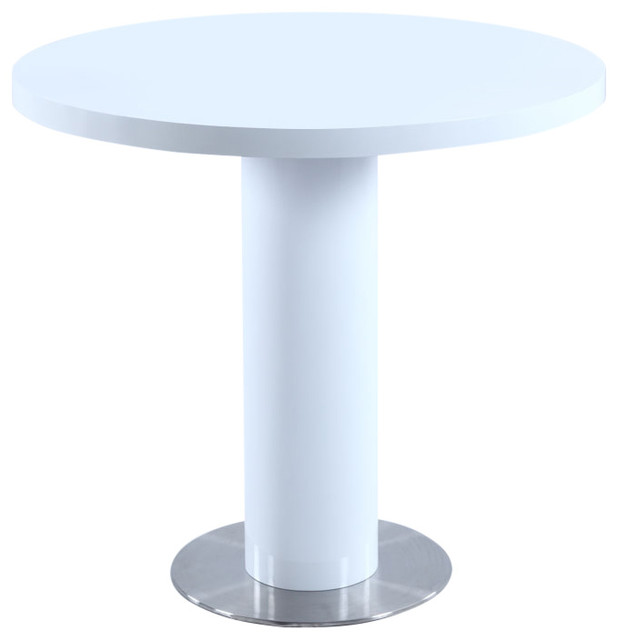 Chintaly Murray Pedestal Counter Table Gloss White Brushed Chintaly Murray Pedestal Counter Table Gloss White Brushed Stainless Steel Contemporary Indoor Pub And Bistro Tables By Beyond S